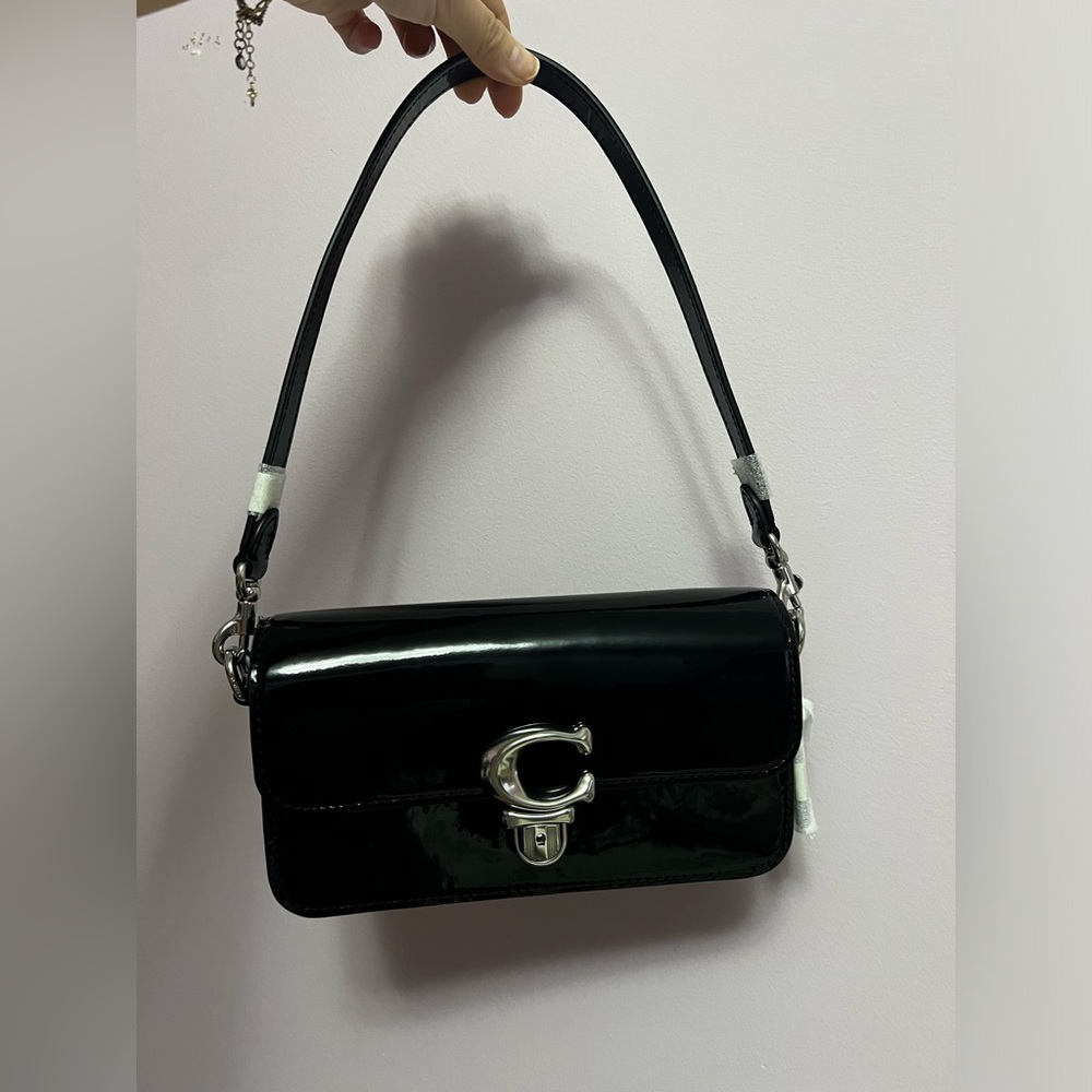 Coach Patent Studio Baguette Shoulder Bag